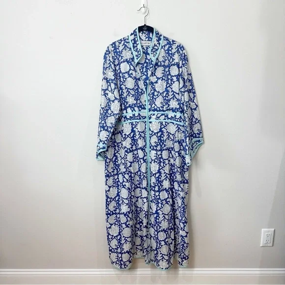Sue Sartor Kimono Duster Blue Floral - Picture 2 of 10